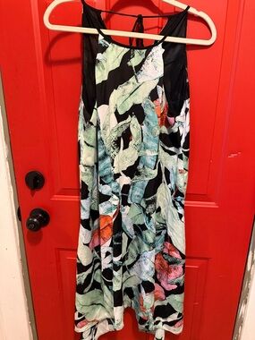 Womens Black Abstract Print A-Line Skirt